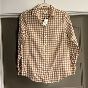 🤎NWT🤎 J. Crew Factory Flannel Shirt XXS, Tan & Cream Gingham
